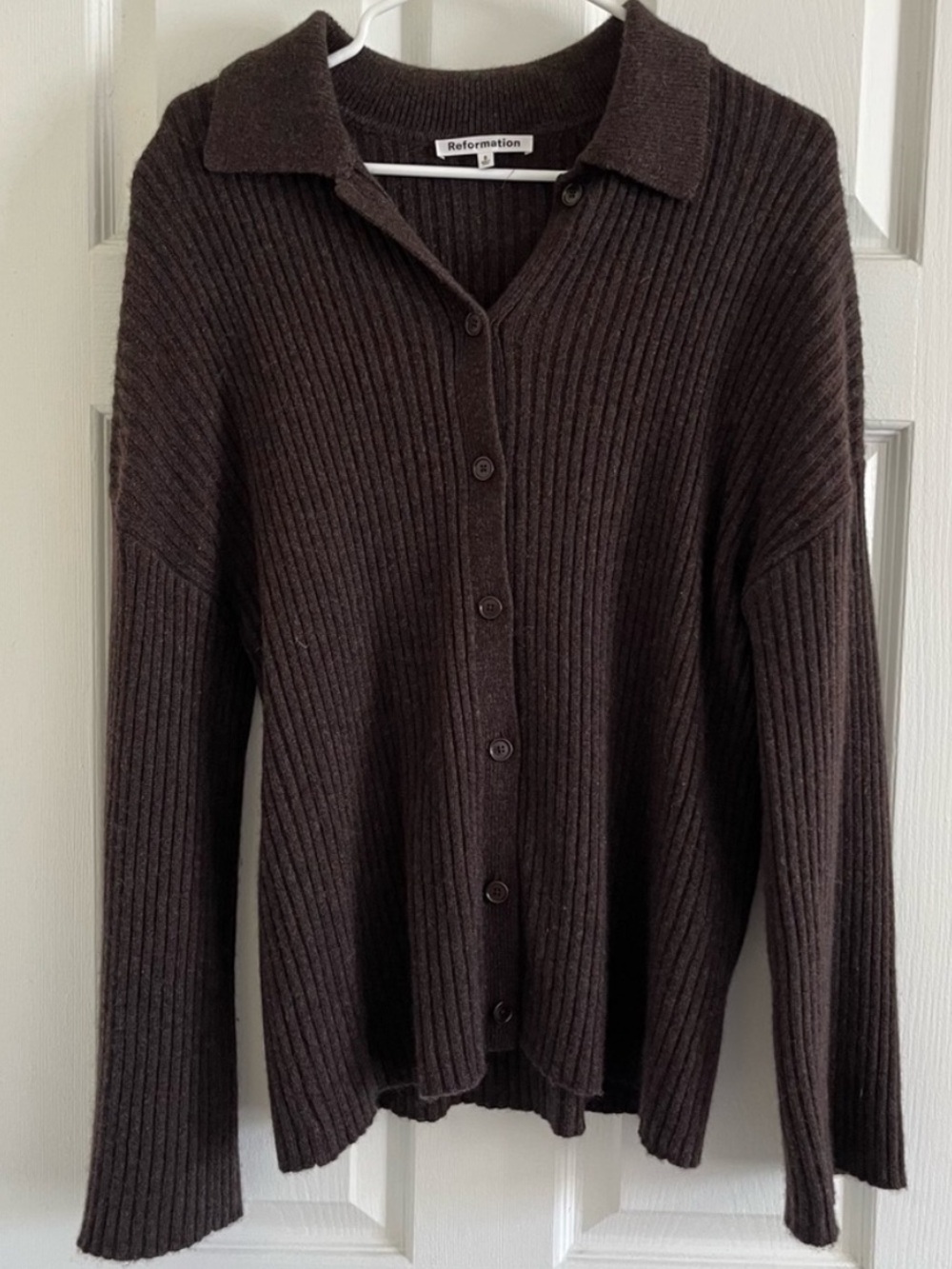 Reformation Fantino Cashmere Cardigan in Compost